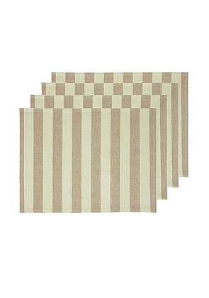 HAWKINS NEW YORK Essential Striped Set Of 4 Placemats in Olive & Sage - Green. Size all.
