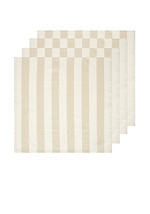 HAWKINS NEW YORK Essential Striped Set Of 4 Dinner Napkins in Ivory & Flax - Ivory. Size all.