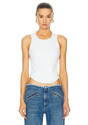 EZR Ribbed Leather Effect Tank Top in White - White. Size L (also in M, S, XS).