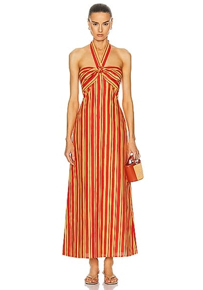 Simon Miller Del Linen Dress in Retro Red & Acid Orange Stripe - Red. Size 0 (also in 2, 4).