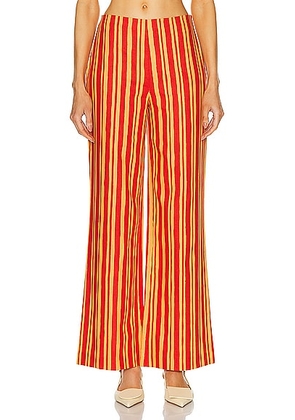 Simon Miller Pia Linen Pant in Retro Red & Acid Orange Stripe - Red. Size 0 (also in 2, 4, 8).
