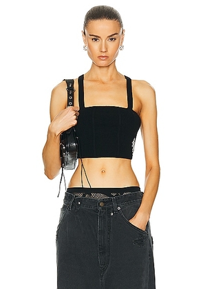 Amiri Stack Knit Bustier Top in Black - Black. Size M (also in S, XS).