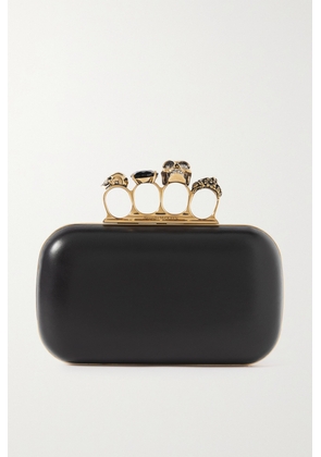 Alexander McQueen - Skull Four Ring Embellished Leather Clutch - Black - One size