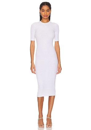 Enza Costa Silk Rib Half Sleeve Midi Dress in White. Size M, S, XL, XS.