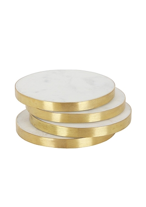 HAWKINS NEW YORK Simple Marble Set Of 4 Coasters in White.