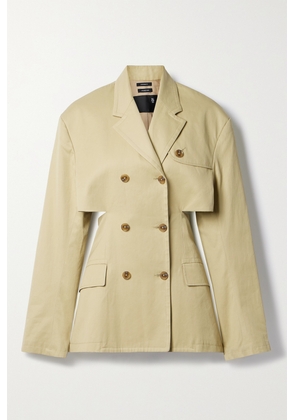 R13 - Double-breasted Cutout Cotton-gabardine Trench Coat - Brown - x small,small,medium,large