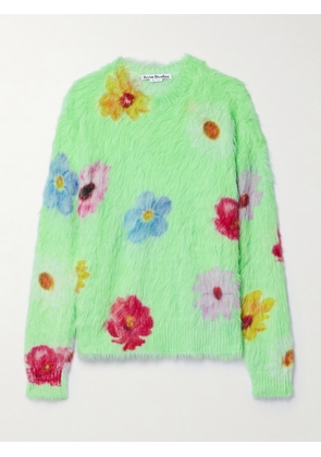Acne Studios - Floral-print Brushed Knitted Sweater - Green - xx small,x small,small,medium,large