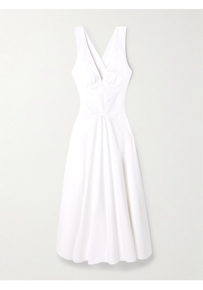 Alaïa - Striped Cotton-poplin Midi Dress - White - FR34,FR36,FR38,FR40,FR42,FR44,FR46