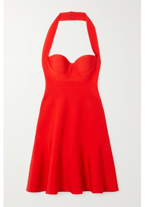 Alaïa - Fluted Knitted Halterneck Mini Dress - Red - FR36,FR38,FR40,FR42