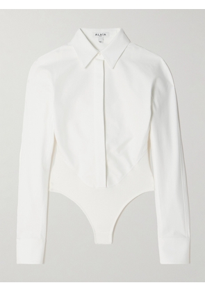 Alaïa - Cotton-poplin And Ribbed Jersey Bodysuit - White - FR34,FR36,FR38,FR40,FR42,FR44