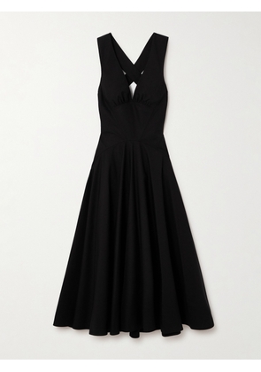 Alaïa - Striped Cotton-poplin Midi Dress - Black - FR34,FR36,FR38,FR40,FR42,FR44,FR46