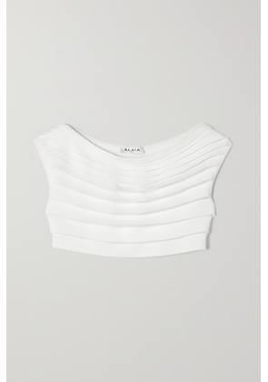 Alaïa - Cropped Layered Stretch-knit Top - White - FR34,FR36,FR38,FR40,FR42,FR44