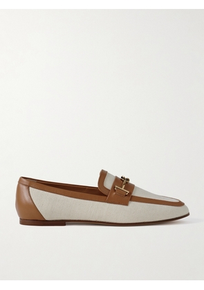 Tod's - Leather-trimmed Canvas Loafers - Off-white - IT35,IT36,IT36.5,IT37,IT37.5,IT38,IT38.5,IT39,IT39.5,IT40,IT40.5,IT41,IT41.5,IT42