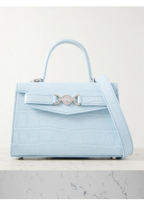 Versace - Embellished Croc-effect Leather Tote - Blue - One size