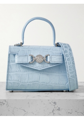 Versace - Mini Embellished Croc-effect Leather Shoulder Bag - Blue - One size