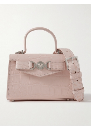 Versace - Mini Embellished Croc-effect Leather Shoulder Bag - Pink - One size
