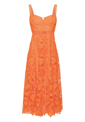 Self-Portrait floral-lace bustier midi dress - Orange