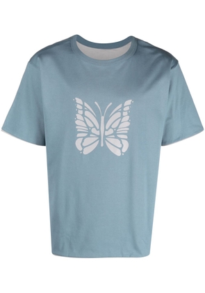 Needles butterfly-print cotton T-shirt - Blue