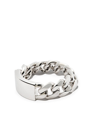 SHAY 18kt white gold ID flat link ring - Silver