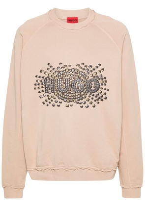 HUGO logo-print cotton sweatshirt - Neutrals