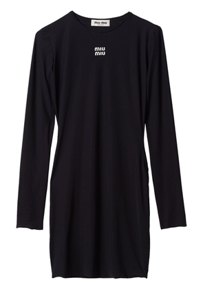 Miu Miu logo-print jersey minidress - Black
