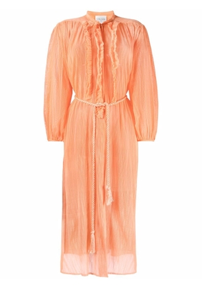 Forte Forte belted ruffle-detail shirtdress - Orange