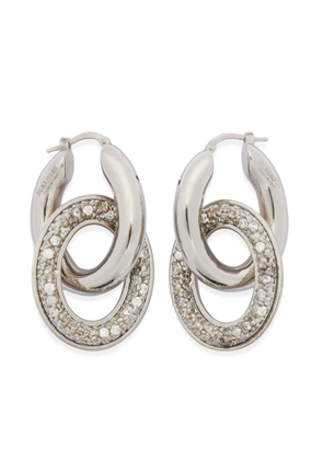 Jil Sander double-hoop zircon earrings - Silver