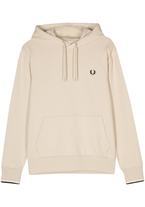 Fred Perry embroidered-logo cotton hoodie - Neutrals