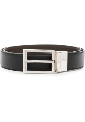 Zegna reversible buckle leather belt - Black