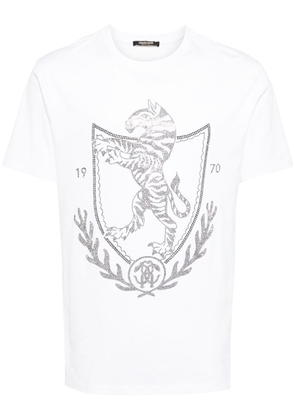 Roberto Cavalli rhinestone-logo cotton T-shirt - White