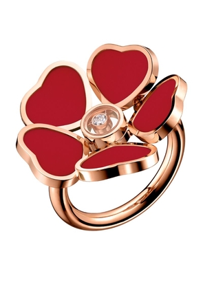 Chopard Rose Gold And Diamond Happy Hearts Flower Ring