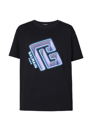 Balmain Neon Labyrinth Logo T-Shirt