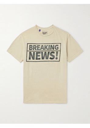 Gallery Dept. - Breaking News Distressed Printed Cotton-Jersey T-Shirt - Men - Neutrals - S