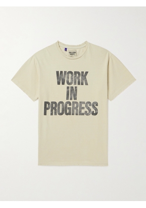 Gallery Dept. - Work In Progress Distressed Printed Cotton-Jersey T-Shirt - Men - Neutrals - S