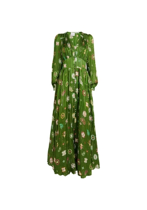 Hayley Menzies Silk-Blend V-Neck Maxi Dress