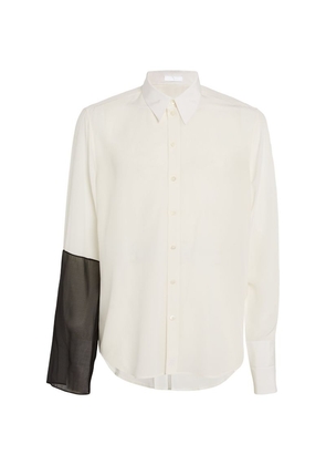 Helmut Lang Silk Constrast-Sleeve Shirt