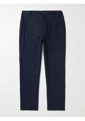 Oliver Spencer - Judo Tapered Organic Cotton-Blend Jacquard Trousers - Men - Blue - S
