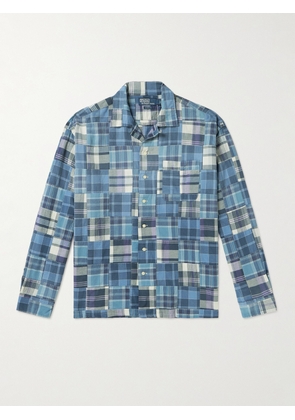 Polo Ralph Lauren - Convertible-Collar Patchwork Checked Cotton-Madras Shirt - Men - Blue - S