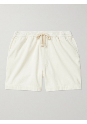 FRAME - Wide-Leg Cotton Drawstring Shorts - Men - Neutrals - S