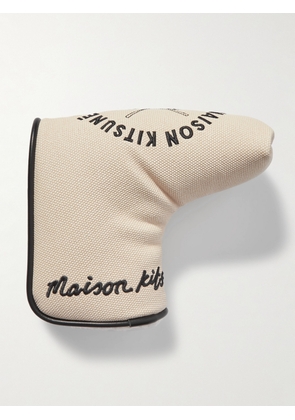 Maison Kitsuné - Leather-Trimmed Faux Shearling-Lined Embroidered Canvas Blade Cover - Men - Neutrals