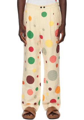 Bode Off-White Dotted Appliqué Trousers