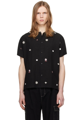 HARAGO Black Embroidered Shirt