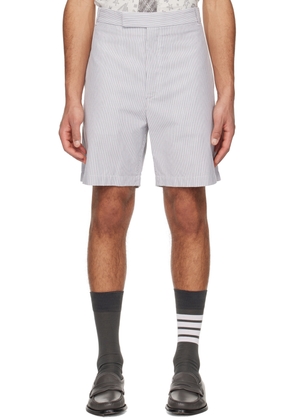 Thom Browne White & Gray Striped Shorts