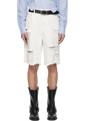 System White Distressed Denim Shorts