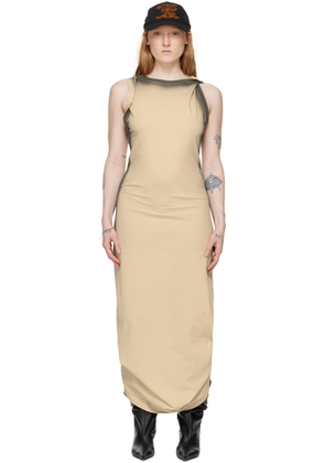 Y/Project Beige Twisted Shoulder Maxi Dress