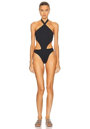 ALAÏA Trikini One Piece Swimsuit in Noir - Black. Size 42 (also in 40, 44).