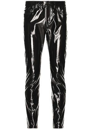 Saint Laurent Skinny 5 Pocket Cropped Pant in Shiny Black - Black. Size 33 (also in 34).