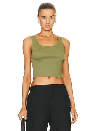 Eterne Cropped Scoop Neck Tank Top in Olive - Olive. Size M (also in ).