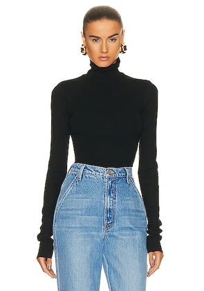 Eterne Cropped Fitted Turtleneck Top in Black - Black. Size L (also in M, XL, XS).