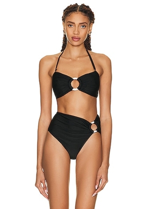 PatBO Bandeau Bikini Top in Black - Black. Size L (also in M, S).